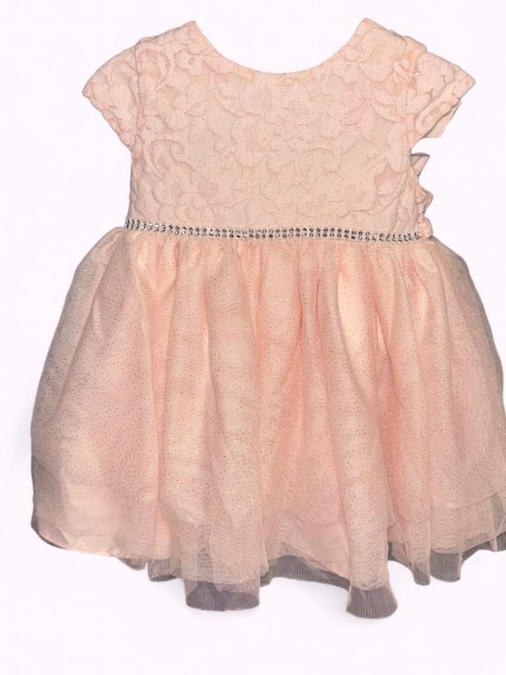 Sweet Heart Rose Pale Pink Lace & Tulle Dress with Rhinestone Trim